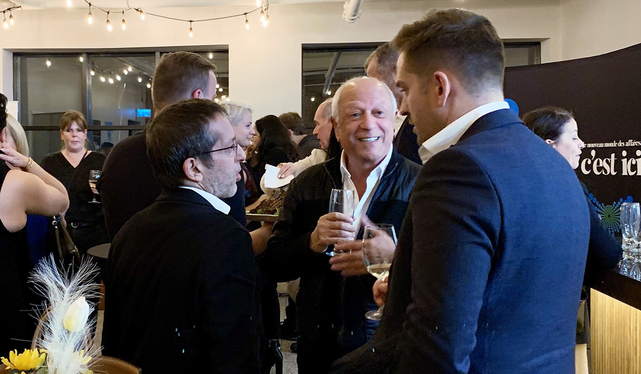 Howard Szalavetz (Les Immeubles HS), Eyal Cohen (Marcarko) and Frédérick Lizotte (AEDN Realty) at the District Central Real Estate 5 à 8 – October 24