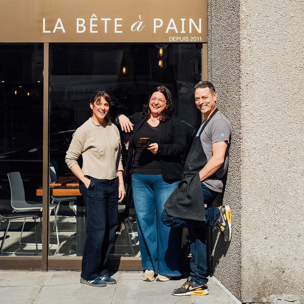 Annick Dufresne, Chantal Gervais, and Marc-André Royal - co-owners of La Bête à Pain