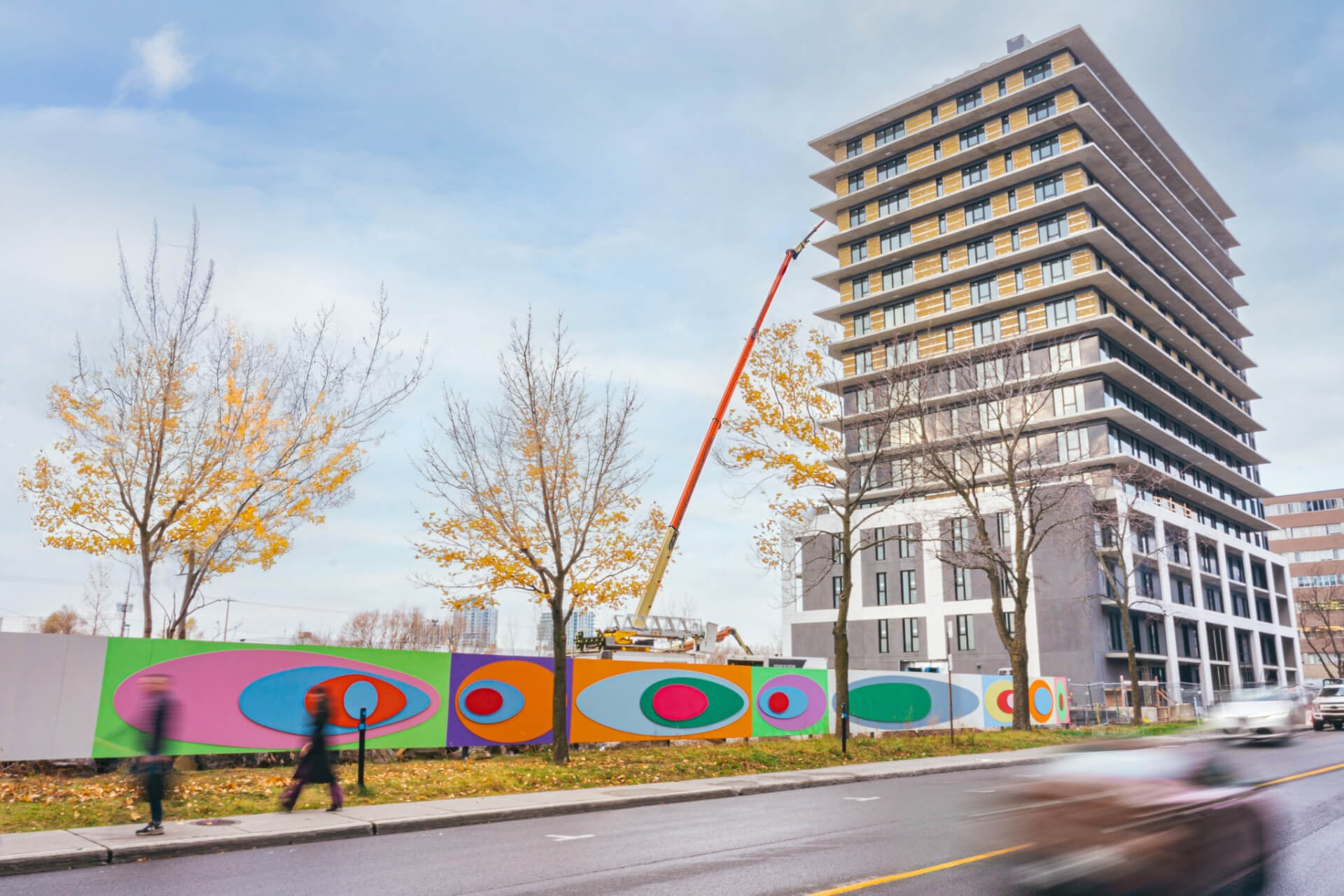 Infiniities artwork on construction hoarding