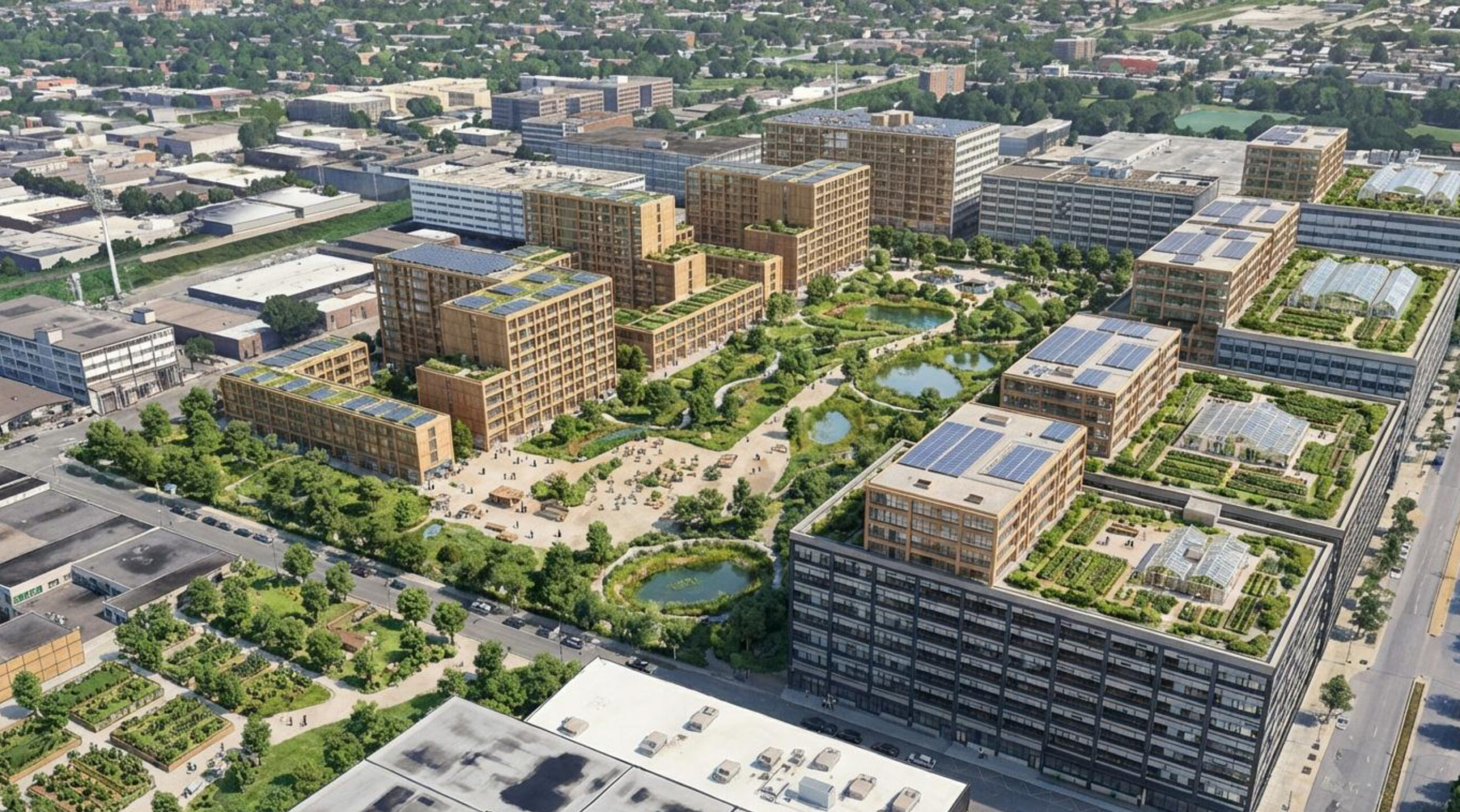 Une exploration de BC2 du potentiel de densification du secteur Chabanel, en misant sur le cadre bâti existant et le principe de « bâtir sur le bâti ». Crédit : BC2